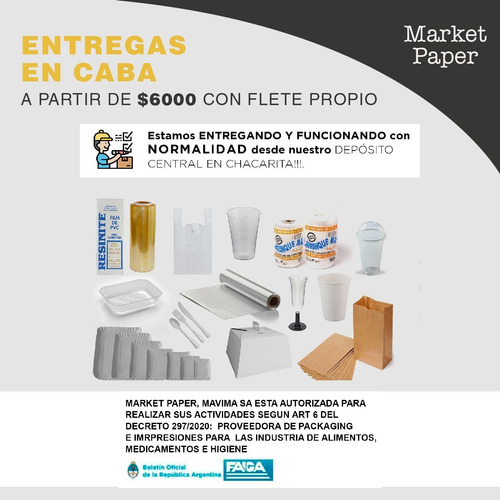 Bandeja Delivery13,3cm X 17,1cm Apta Micro X 1200 U. Cuotas