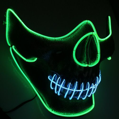 Máscara De Calavera De Halloween, Modelo Led, Media Cara, Br