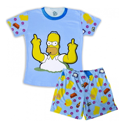 Pijama Masculino Confortável Infantil/adulto Homer Simpsons 