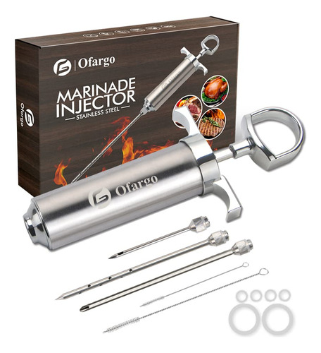 Inyector De Carne Para Bbq, 3 Agujas, Manual Incluido