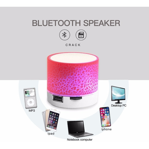 Imagen 4 de 5 de Mini Parlante Bluetooth Led Manos Libres Micro Sd Aux