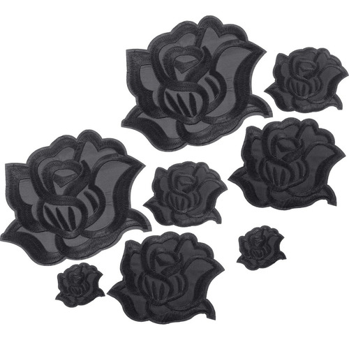 . Parches De Tela De Rosas Negras Parches De Reparación De
