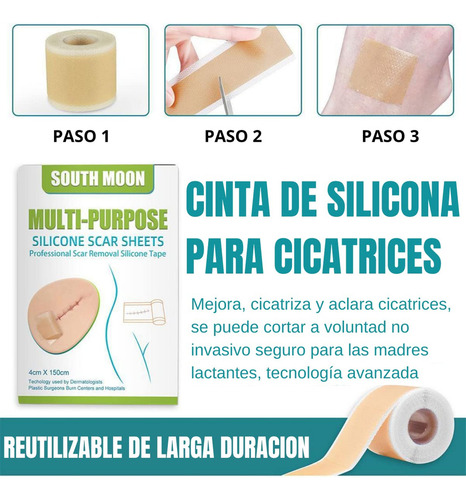 2 Rollos Cinta Silicona Reparación Cicatrices Marcas Pielmcd