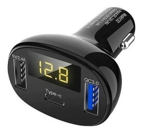 Coche 2usb Encendedor Tipo C Qc 3.0 Cargador Pantalla Led