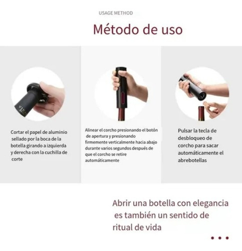 Juego De Abridor De Vino Eléctrico Automático Sacacorchos R1