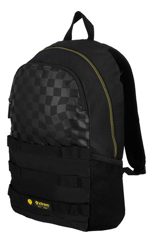 Mochila Xtren Clinton 4xt preta/amarela design de tecido liso