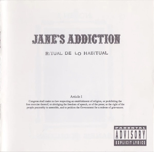 Cd Jane's Addiction - Ritual De Lo Habitual Caratula Senurad