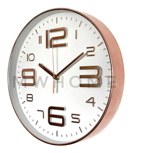 Reloj De Pared 30 Cm Silencioso Cobre/rose Gold Fondo Blanco