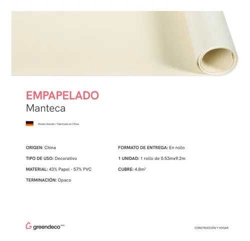 Revestimiento Pared Rollo Empapelado Decorativo 53cmx9,2m