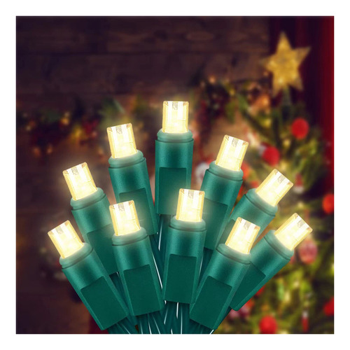 50 Luces Led De Navidad Blancas Clidas De 25 Pies, Luces Bla