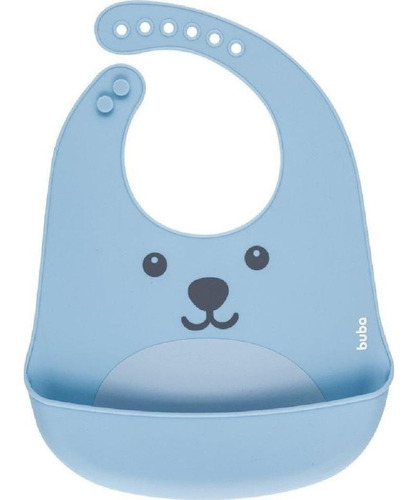 Babador De Silicone Gumy Com Porta Migalhas Azul Buba 12092