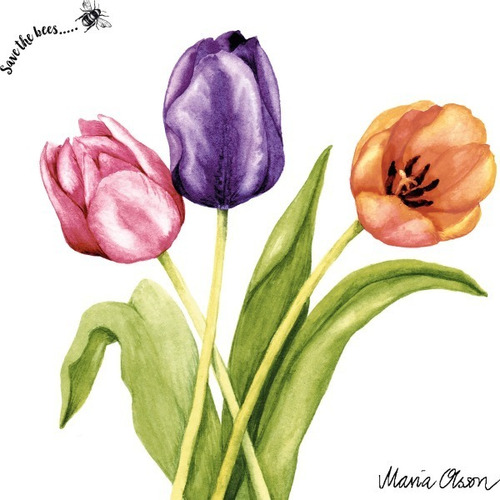 Servilletas 33x33 Colorful Tulips Paper Design 