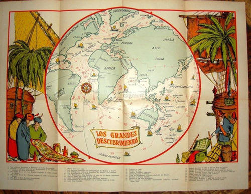 Grandes Descubrimientos Geograficos Lamina 1940 38x50 Color