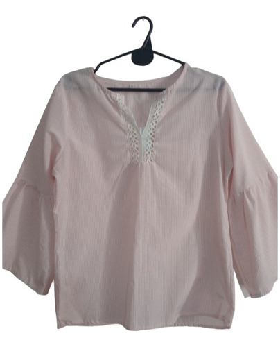 Blusa Camisola Mangas Oxford Detalles En Encaje En Escote