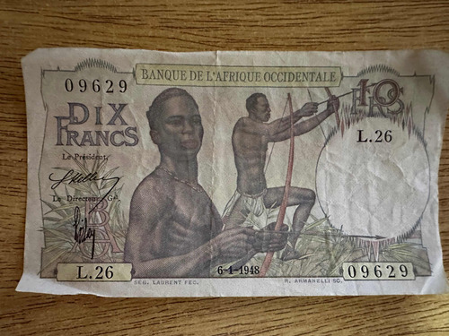 Billete 10 Francos Africa Occidental Francesa 1948