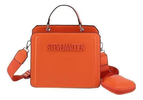 Bolsa Steven Madden Acabado de los herrajes Oro Color Naranja Color de la correa de hombro Mismo color de bolso Diseño de la tela Liso