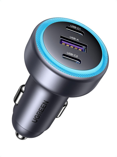 Cargador Auto Carga Rápida 3 Puertos Usb C Y Usb A