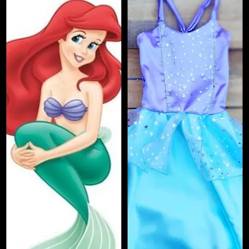 Vestido Nena Lila Y Turquesa Disfraz De La Sirenita Ariel