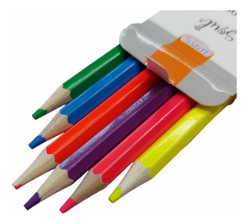 Lapices Largos De 6 Colores Neon Brw 