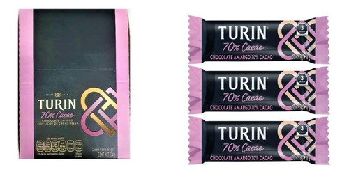 Imagen 1 de 3 de Turin Chocolate Amargo 70% Cacao 18 Barras 324 Gr