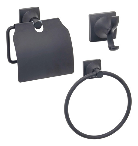 Kit Accesorio Baño Acero Inox. Negro 3pz Mozart Niza 9327