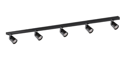 Aplique Techo O Pared Barral Riel 5 Luces Spot Dicroica Led Estructura Negro Mate