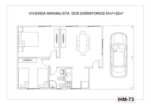 Imagen 4 de 10 de Vivienda Pre Fabricada Ihm-73 Estilo Minimalista C/cochera