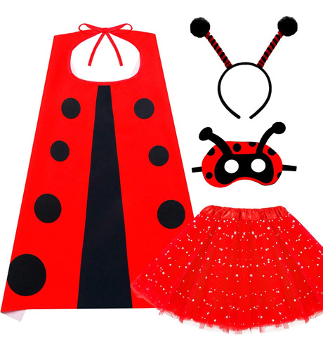 Irolewin Ladybug-disfraz Para Niñas Lady Bugs Capa Y Máscara