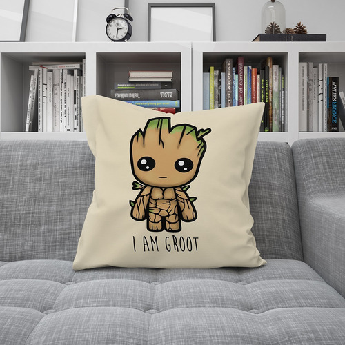 Imagen 2 de 3 de Almohadón Baby Groot Vellon Siliconado Desmontable 38x38