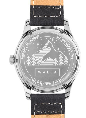 Reloj Hombre Walla - Timekeeper - Steel Black - Seiko Malla Negro Bisel Plateado Fondo Negro