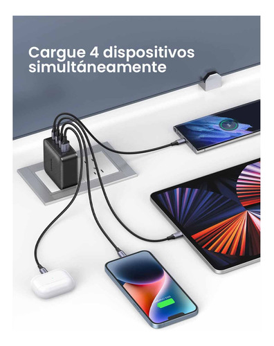 Cargador Ugreen Usb-c 65w 4 Port Pd Gan Fast Charger 70773