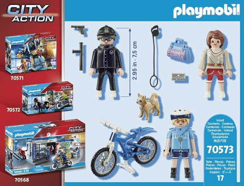 Imagen 5 de 7 de Playmobil 70573 City Action Bici Policial Persecucion Ladron