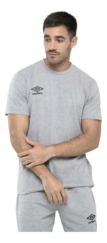 Remera Umbro Hombre Basik Gris Melange Negro - Menpi