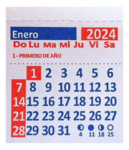 Calendarios Para Abrochar Mignon   X500 U. 5 X 5.5cm  