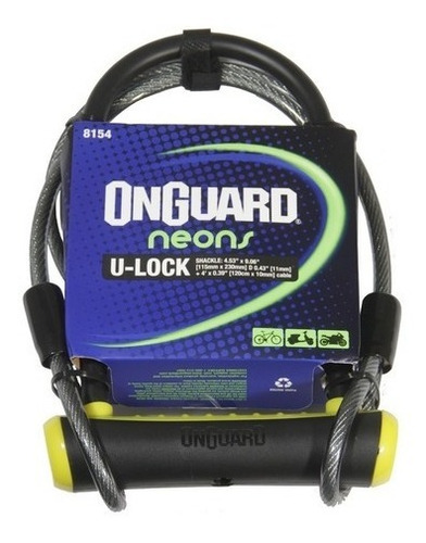 Imagen 1 de 5 de Tranca U Con Linga Onguard Neon (u 230 X 115 Linga 1.20mts)