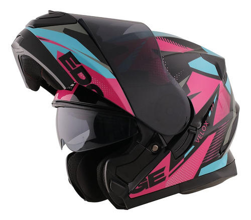 Casco Moto Integral Edge Shanghai Velox Rosa Rosa Estampado L