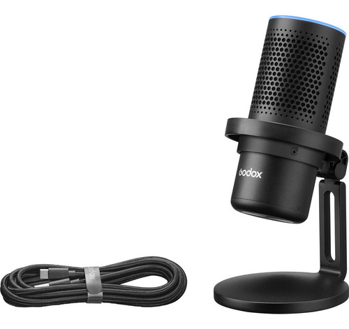 Micrófono Condensador Usb Godox Em68 Con Luz - Efectos Rgb Color Negro