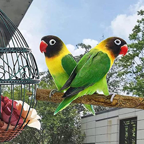 Paquete De5 Perchas De Madera Natural Para Jaulas De Pájaros