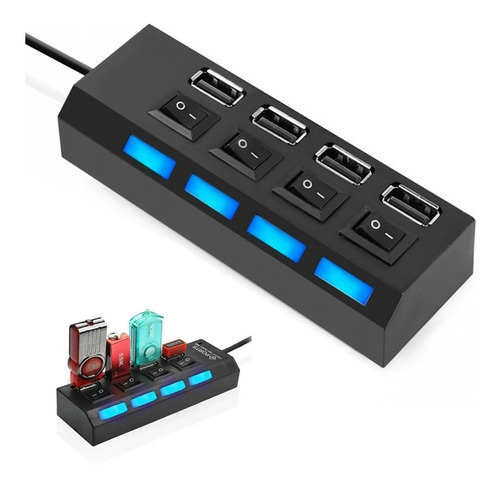 Imagen 3 de 6 de Hub Multiplicador Usb X 4 Puertos 2.0 480 Mbps Pc Notebook