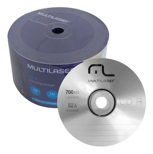 Kit 100 Cd-r Virgem Multilaser + 100 Envelope Papel C/ Visor