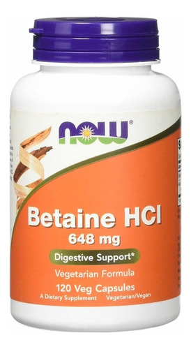 Betaina Hcl. 648 Mg. 120 Cápsulas - Unidad a $725