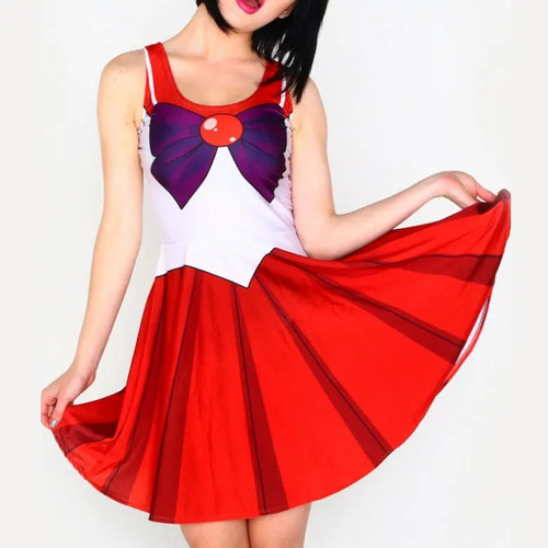 Vestido Sailor Cosplay Moon Estampado Para Mujer, Patinadora