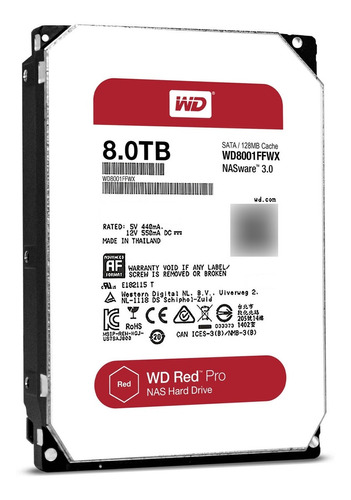 Wd 8tb Red Pro 7200 Rpm Sata Iii 3.5  Internal Nas Hdd