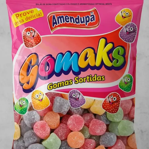 Goma Amendupã Gomaks - Sabor Frutas - Unidade 1 Kg - Gelatin