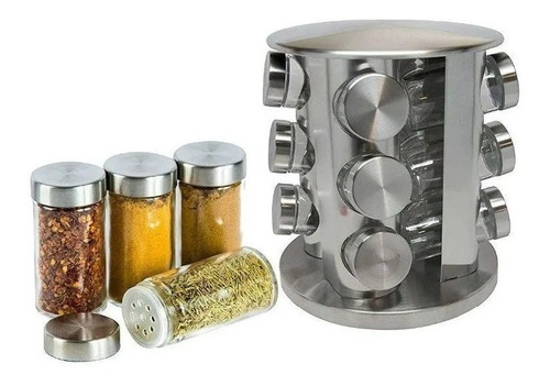 Especiero Condimentero Giratorio X12 Acero Inox Cuad O Redon