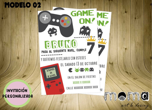 Invitaciones Imprimibles Y Digitales P/ Whatsapp - Gamer