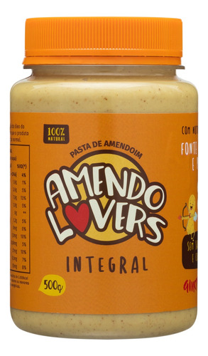 Pasta de Amendoim Integral Amendo Lovers Pote 500g