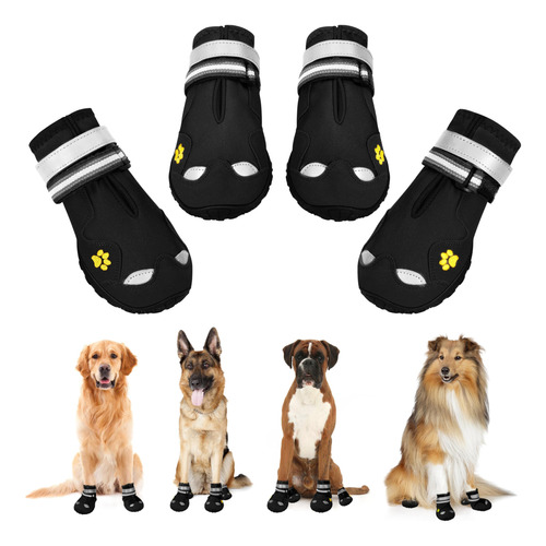 Woowei Zapatos Para Perros Grandes, Botas Impermeables Antid