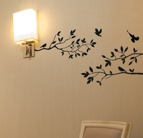 Adhesivo Para Pared Diseño Rama Arbol Pajaro Hoja 40  Ancho