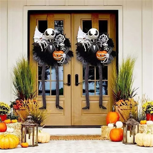 Jack Wreath Skellington Corona De Halloween Puerta Delantera